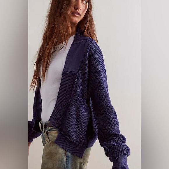 NWT Free People We The Free Worn Thru Surplus Cardi - Eclipse - Picture 2 of 9